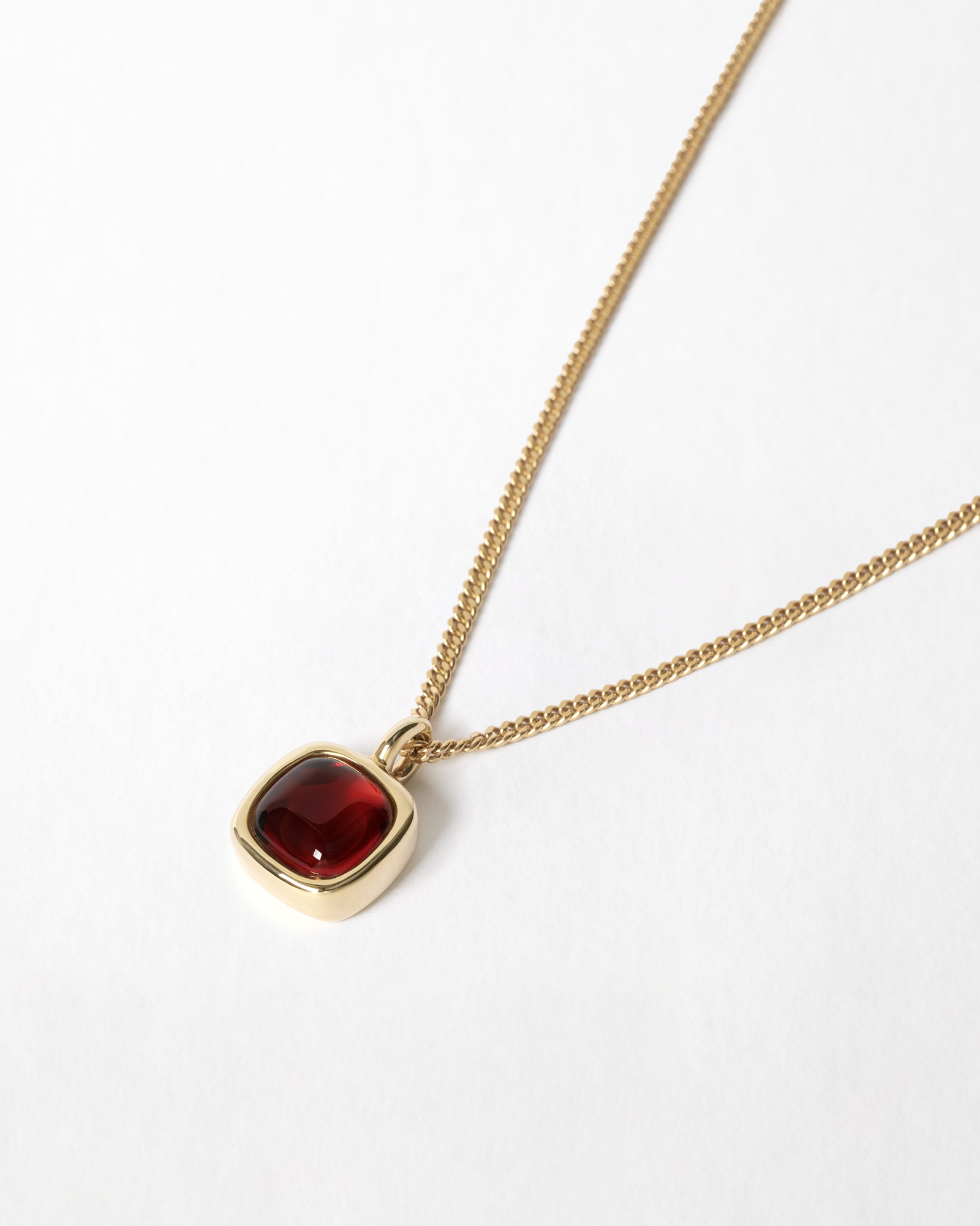 1922 Square Pendant Necklace with Cherry Amber